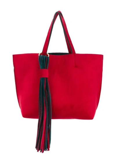 Shop Alila Fringed Detail Tote Bag In Red