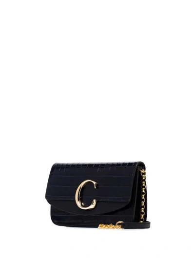 CHLOÉ BLUE CROC EFFECT MINI LEATHER C BAG - 蓝色