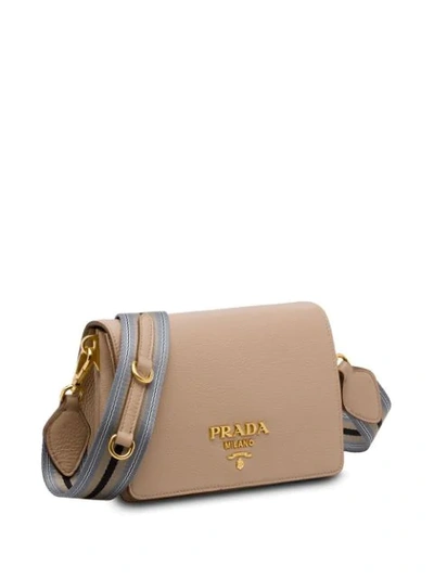 Shop Prada Classic Logo Shoulder Bag In Neutrals