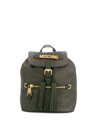 Shop Moschino Logo Backpack In Green