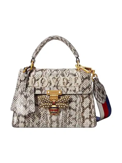 Shop Gucci Queen Margaret Snakeskin Top Handle Bag - Multicolour