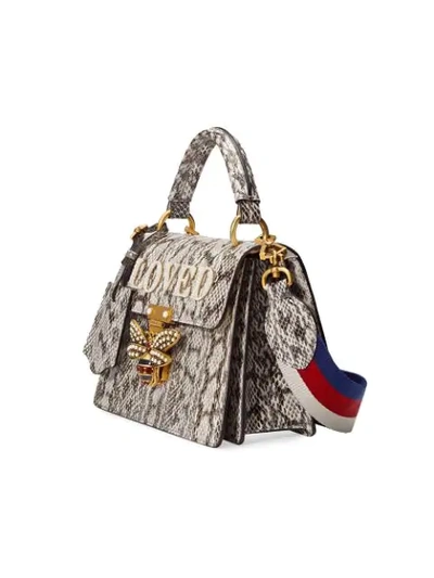 Shop Gucci Queen Margaret Snakeskin Top Handle Bag - Multicolour