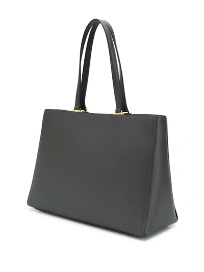 Shop Furla Minimalist Leather Tote In Grey