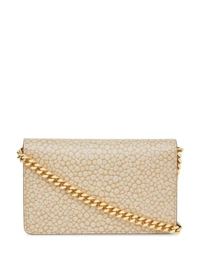 Shop Burberry Mini Fish-scale Print Leather Shoulder Bag In Neutrals