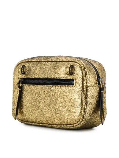 Saint Laurent Lou Quilted Metallic Cracked-leather Belt Bag In Gold