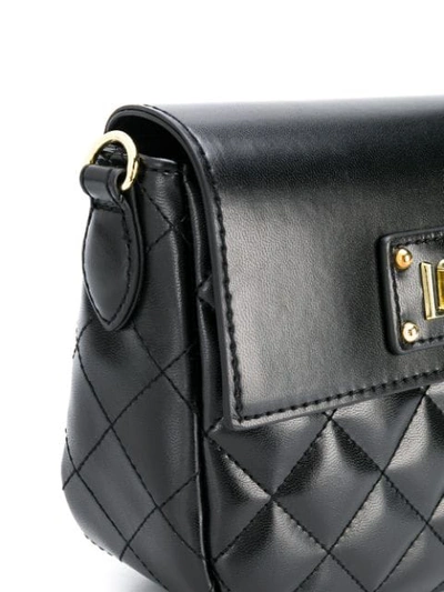 Shop Love Moschino Quilted Cross Body Bag In Black