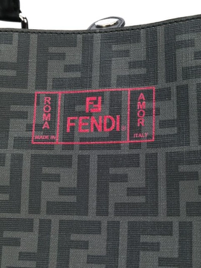 Shop Fendi Ff Logo Shopping Tote In F0p0n Nero+rosso+palladio