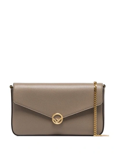 Shop Fendi Chain Wallet Shoulder Bag In Grey