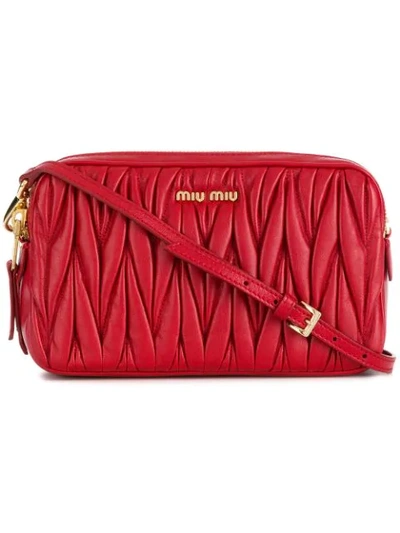 Shop Miu Miu Matelassé Mini Bag - Red