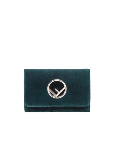 Shop Fendi Green Wallet On Chain Mini Velvet Bag