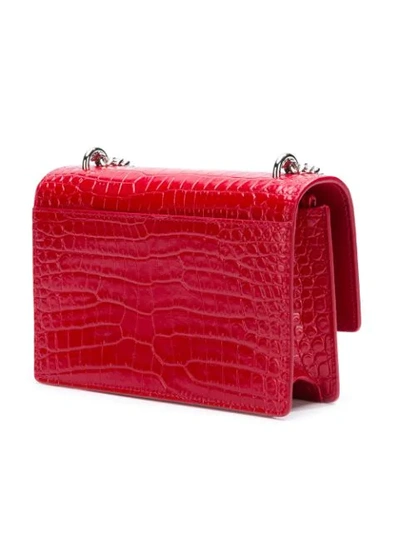 Shop Saint Laurent Crocodile-embossed Sunset Bag In 6805 Red