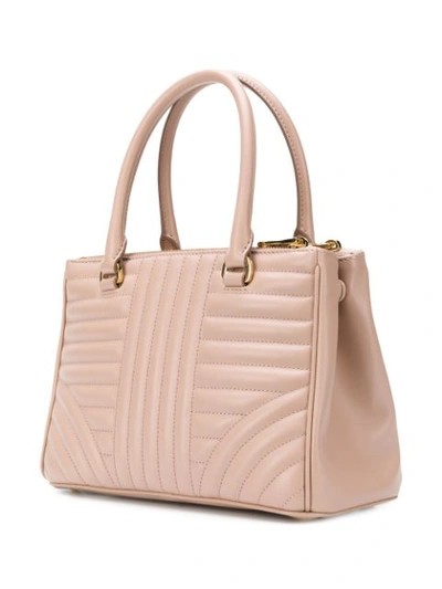 Shop Prada Quilted Logo Tote Bag In Pink