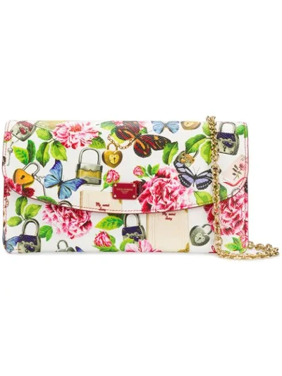 Shop Dolce & Gabbana Secrets Print Wallet Bag With Removable Pouches - Multicolour