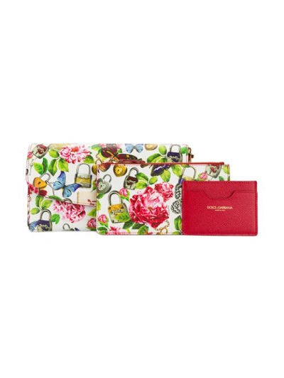 Shop Dolce & Gabbana Secrets Print Wallet Bag With Removable Pouches - Multicolour