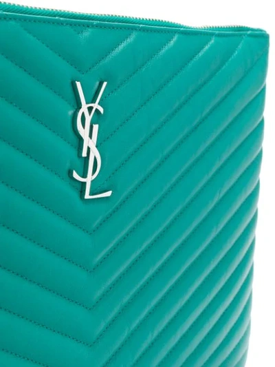 Shop Saint Laurent Jolie Monogram Clutch Bag In Green