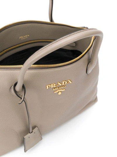 Shop Prada Top Handles Tote Bag In Grey