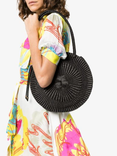 Shop Sensi Studio Black Circle Woven Straw Shoulder Bag