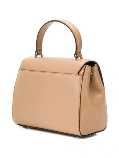Shop Dkny Logo Charm Tote In Brown