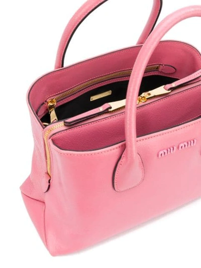 Shop Miu Miu Logo Plaque Tote Bag In Pink