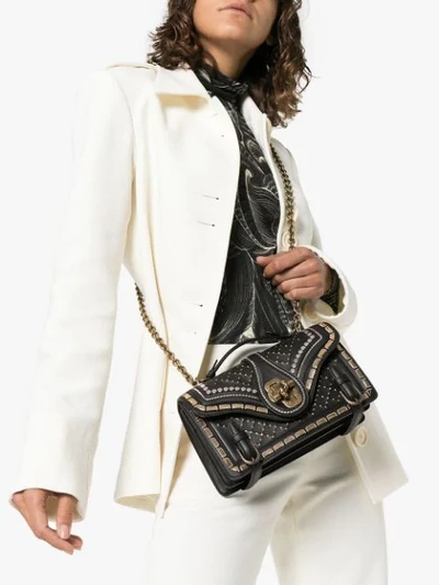 Shop Bottega Veneta Black, Gold And Silver Metallic Catena City Knot Leather Shoulder Bag