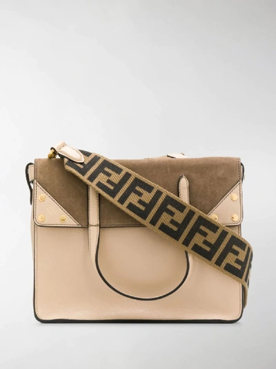 Shop Fendi Flip Shoulder Bag In Neutrals