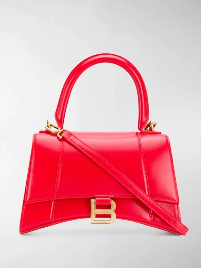 Shop Balenciaga Small Hourglass Tote In Red