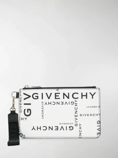 Shop Givenchy All Over Logo Print Pouch In White