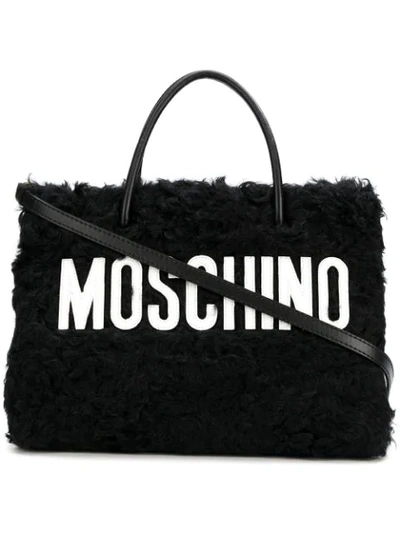 Shop Moschino Wool Tote Bag - Black