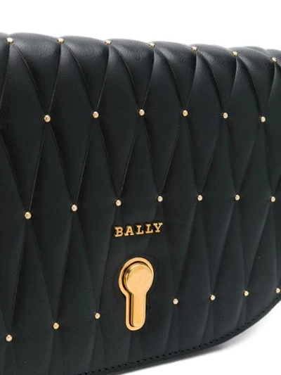Shop Bally Quilted Logo Crossbody Bag In Black