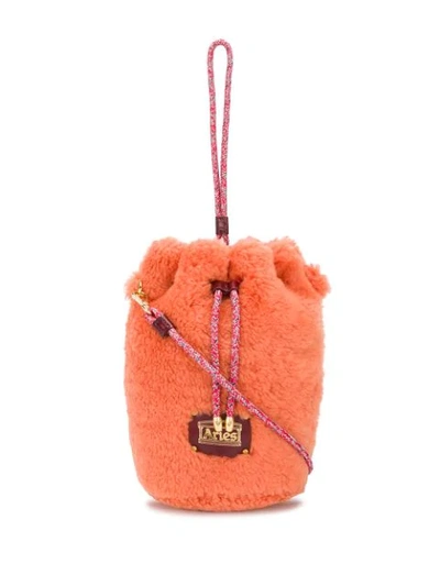 Shop Aries Textured Crossbody Bag In Orange