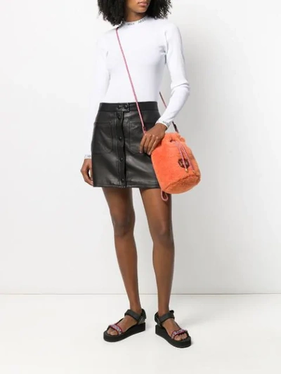 Shop Aries Textured Crossbody Bag In Orange
