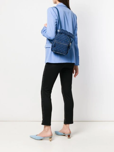 Shop Valentino Garavani Rockstud Denim Backpack In Blue