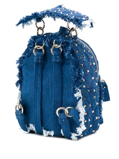 VALENTINO VALENTINO GARAVANI ROCKSTUD DENIM BACKPACK - 蓝色