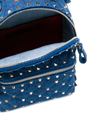 Shop Valentino Garavani Rockstud Denim Backpack In Blue