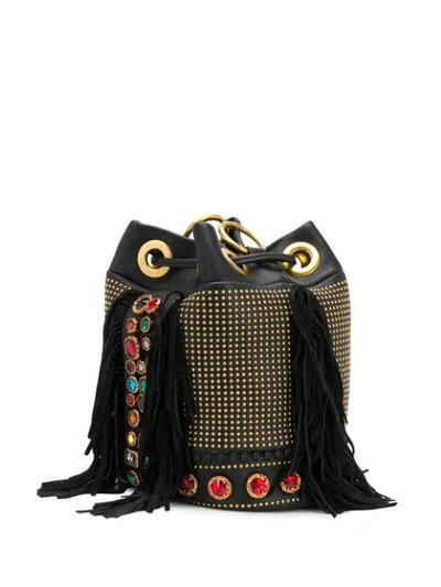 Shop La Carrie Embellished Leather Shoulder Bag In Black