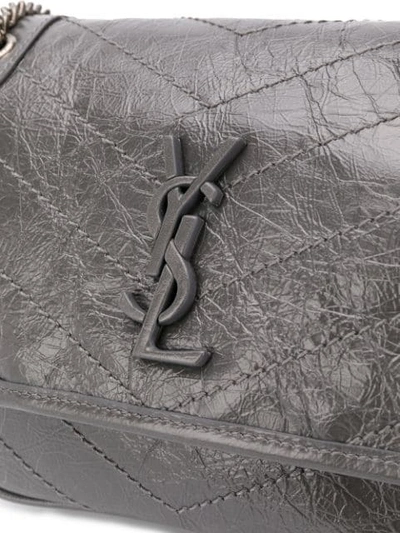 Shop Saint Laurent Niki Leather Shoulder Bag In Grey