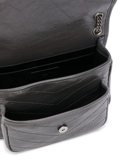 Shop Saint Laurent Niki Leather Shoulder Bag In Grey