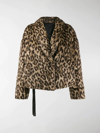 Shop Ben Taverniti Unravel Project Leopard-print Down Jacket In Neutrals