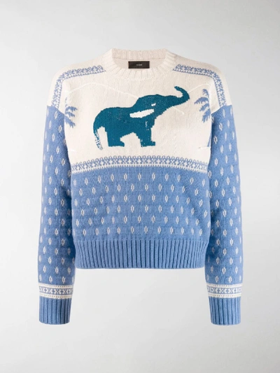 Shop Alanui Elephant Knitted Sweater In Blue