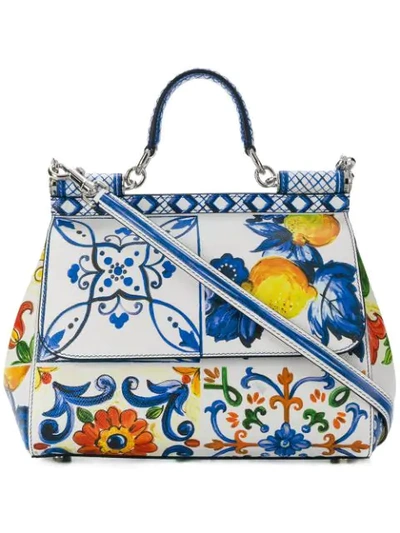 Shop Dolce & Gabbana Sicilian Tile Shoulder Bag - Multicolour