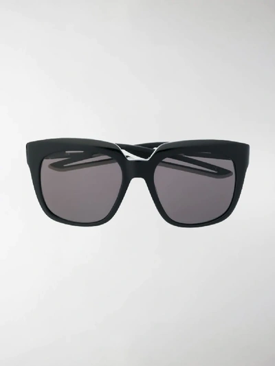 Shop Balenciaga Hybrid D-frame Squared Sunglasses In Black