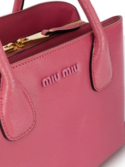 Shop Miu Miu Logo Plaque Tote In Pink
