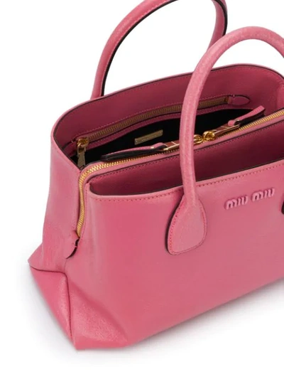 Shop Miu Miu Logo Plaque Tote In Pink