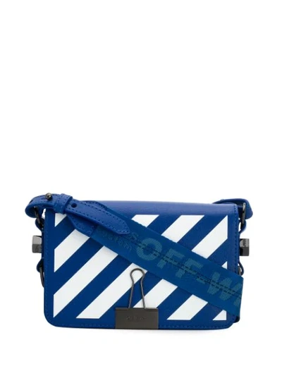 Diagonal Stripe Mini Flap Bag - Blue