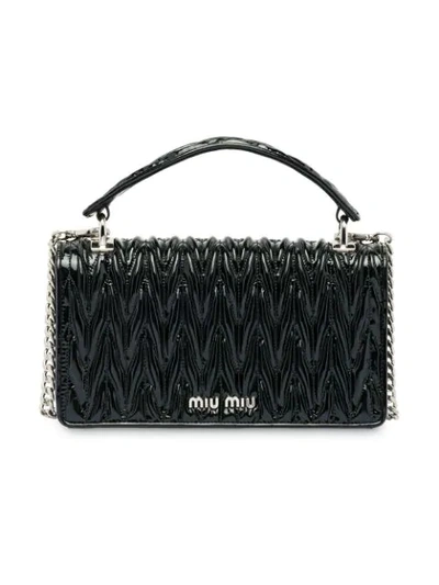 Shop Miu Miu Black Leather Quilted Shoulder Bag