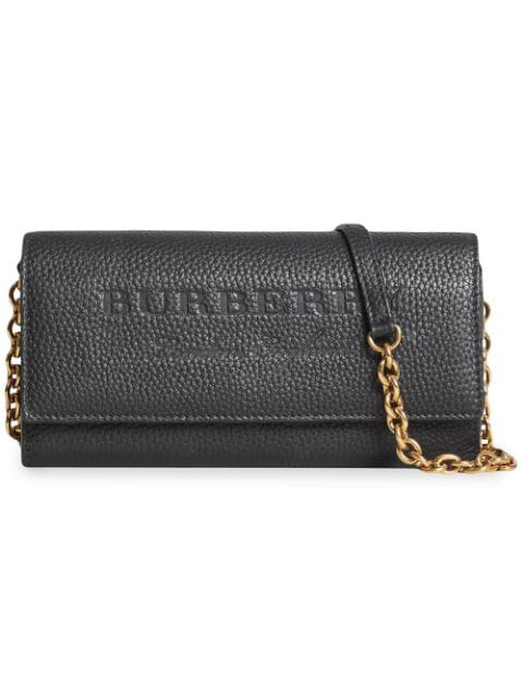 burberry embossed leather wallet with chain