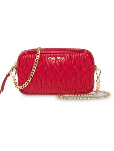 Shop Miu Miu Matelassé Belt Bag - Red