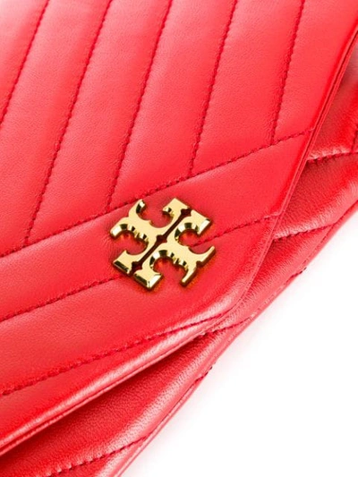 Shop Tory Burch Kira Leather Clutch In Red