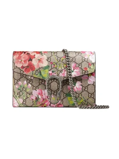 Shop Gucci Dionysus Blooms Print Mini Chain Bag In Neutrals