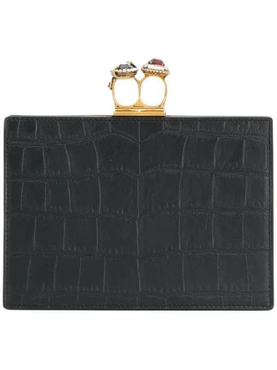 Shop Alexander Mcqueen Double Ring Clutch In Black